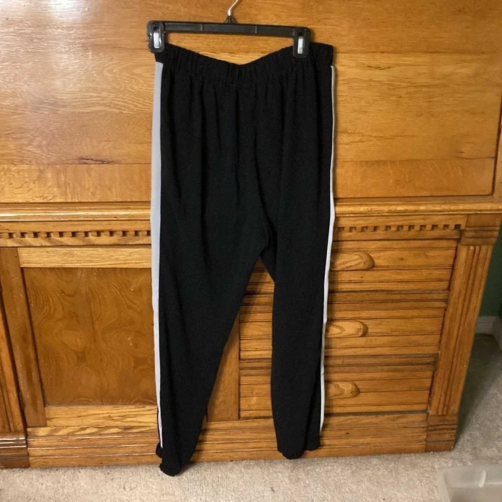 Joe B. Y2K Streetwear Athleisure Black White Side Stripe‎ Jogger Track Pants L/G